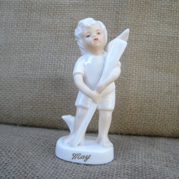 Vintage May Birthday Boy Angel Figurine - Picture 1 of 16